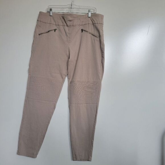 1X SOFT SURROUNDINGS KHAKI TAN MOTO PULL ON COMFORT NEUTRAL SUMMER PANTS - Picture 1 of 8